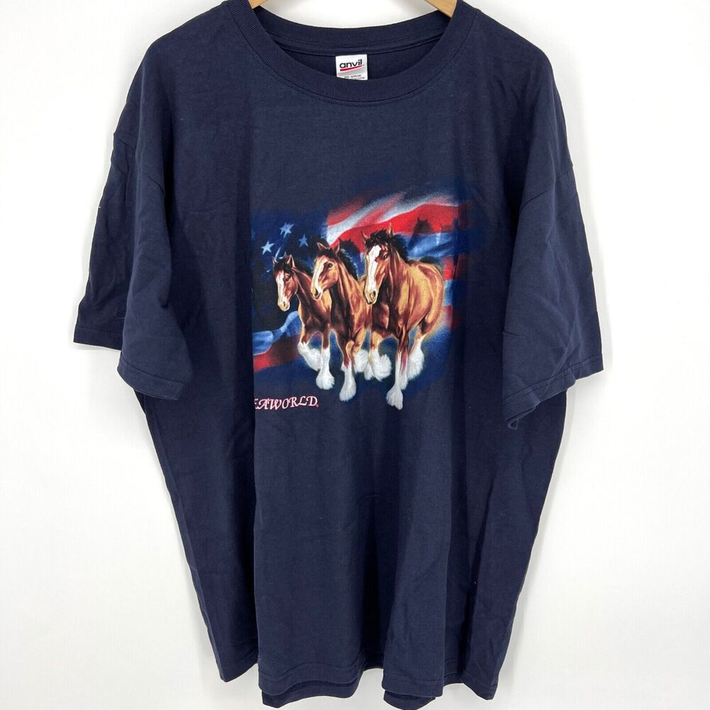 Vintage Seaworld Anheuser Busch Clydesdale Horse T Shirt 2XL